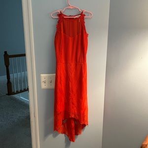 Orange lace midi dress
